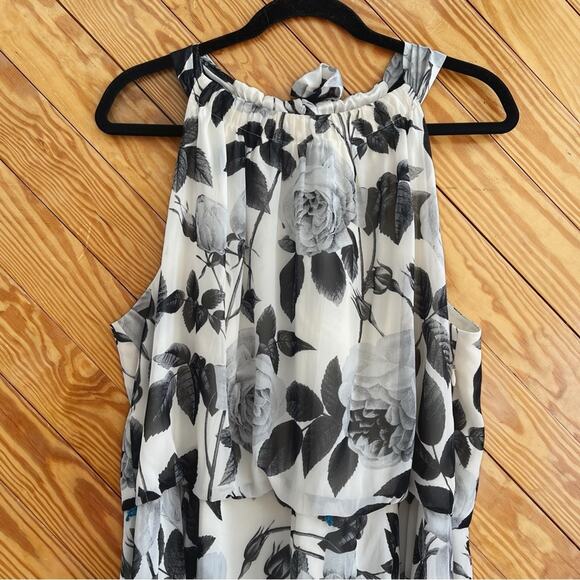 Eliza J Floral Halter High Low Midi Dress Chiffon - Picture 2 of 7